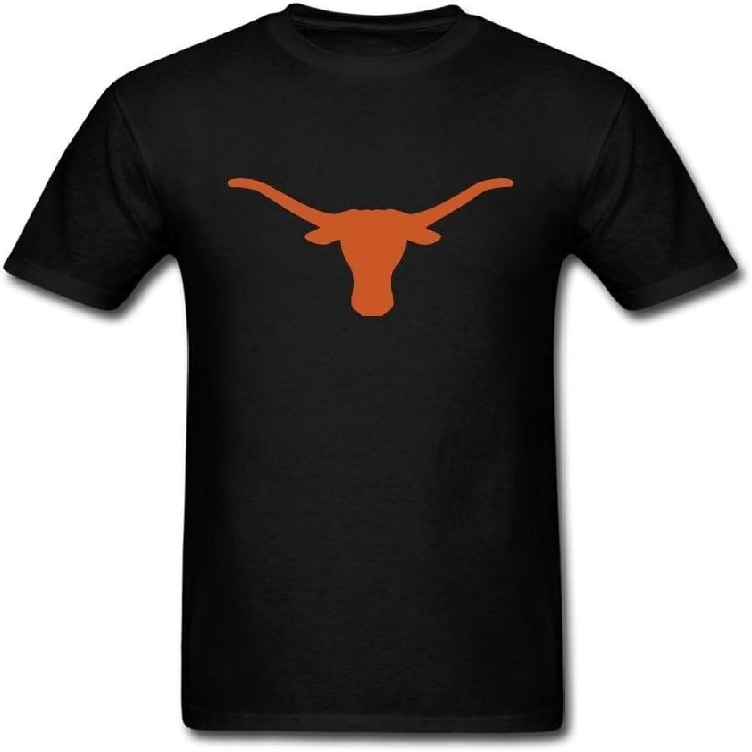 

NYCQL Men s American College Football Team Big Texas Longhorns Logo T Shirts XXXXXL чорний