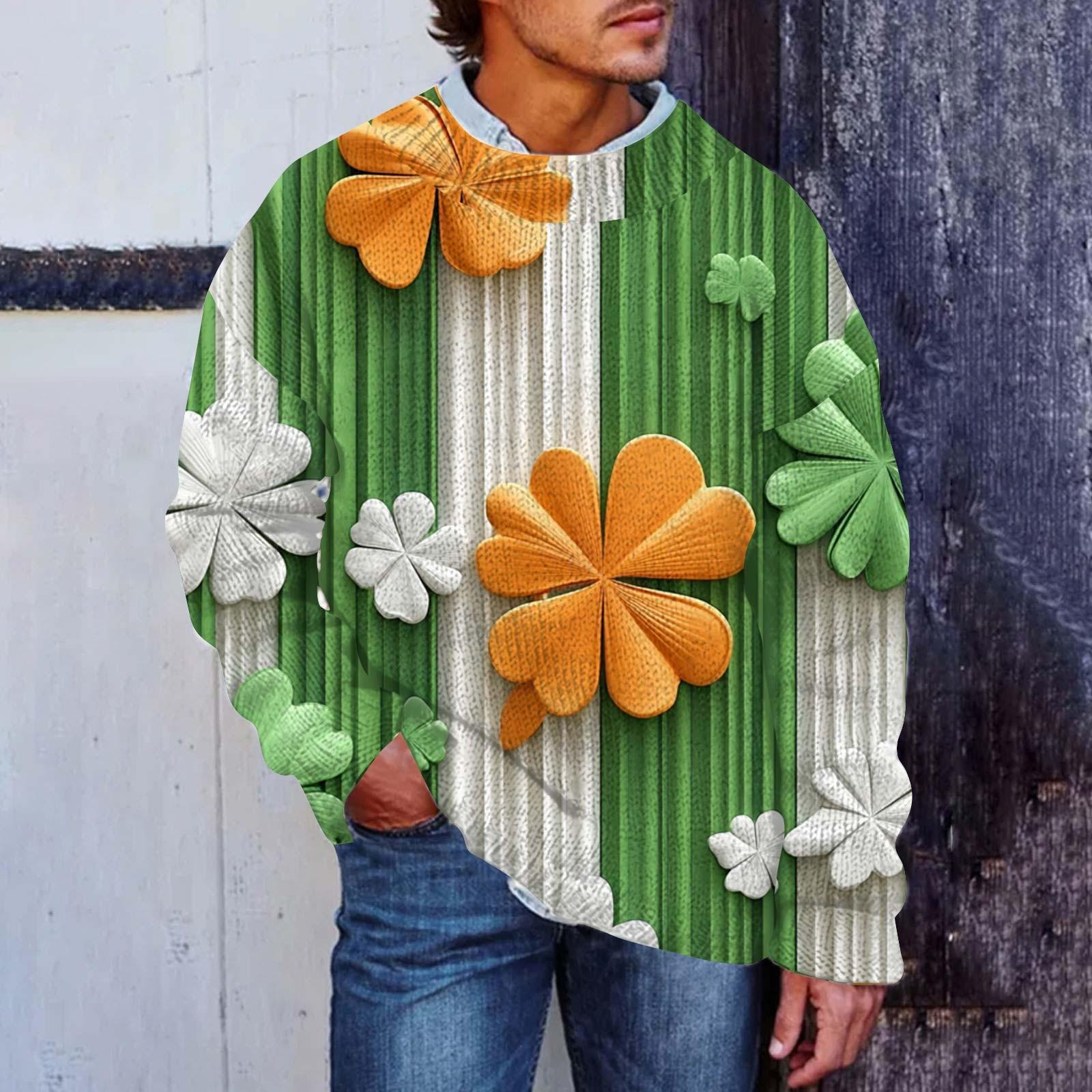 

Мужской принтованный искусственный свитер, толстовка с круглым вырезом, свободный топ с длинными рукавами XXL шафрановый