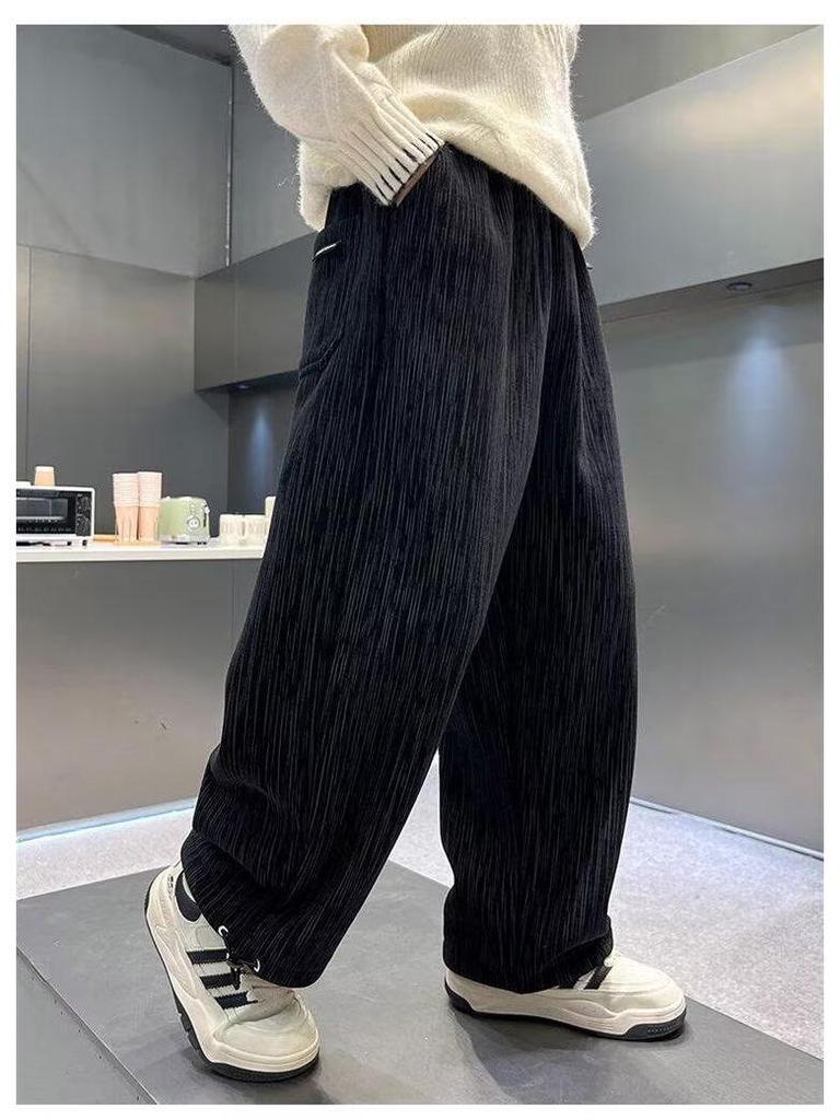 Boys' Spring/Autumn 2025 Velvet Sports Pants: Trendy, Loose Street-Style for Kids