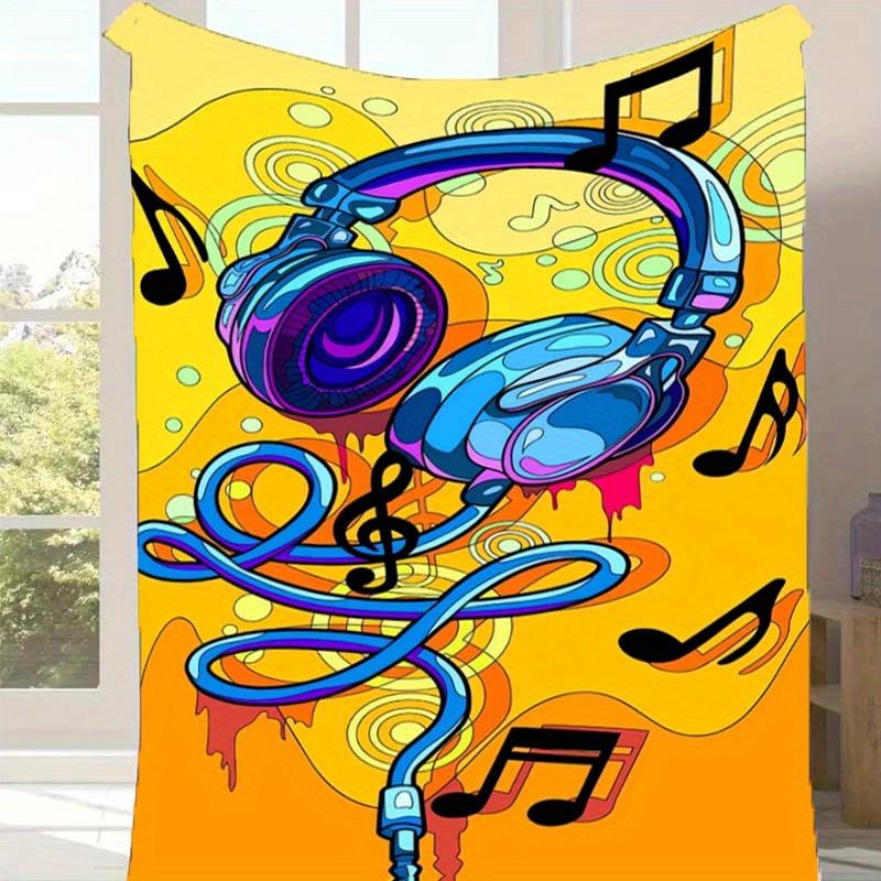 

1pc Earphone Print Blanket, Soft Warm Throw Blanket Nap Blanket for Couch Sofa Office Bed Camping Travel, Multi-purpose Gift Blanket 130cmx150cm