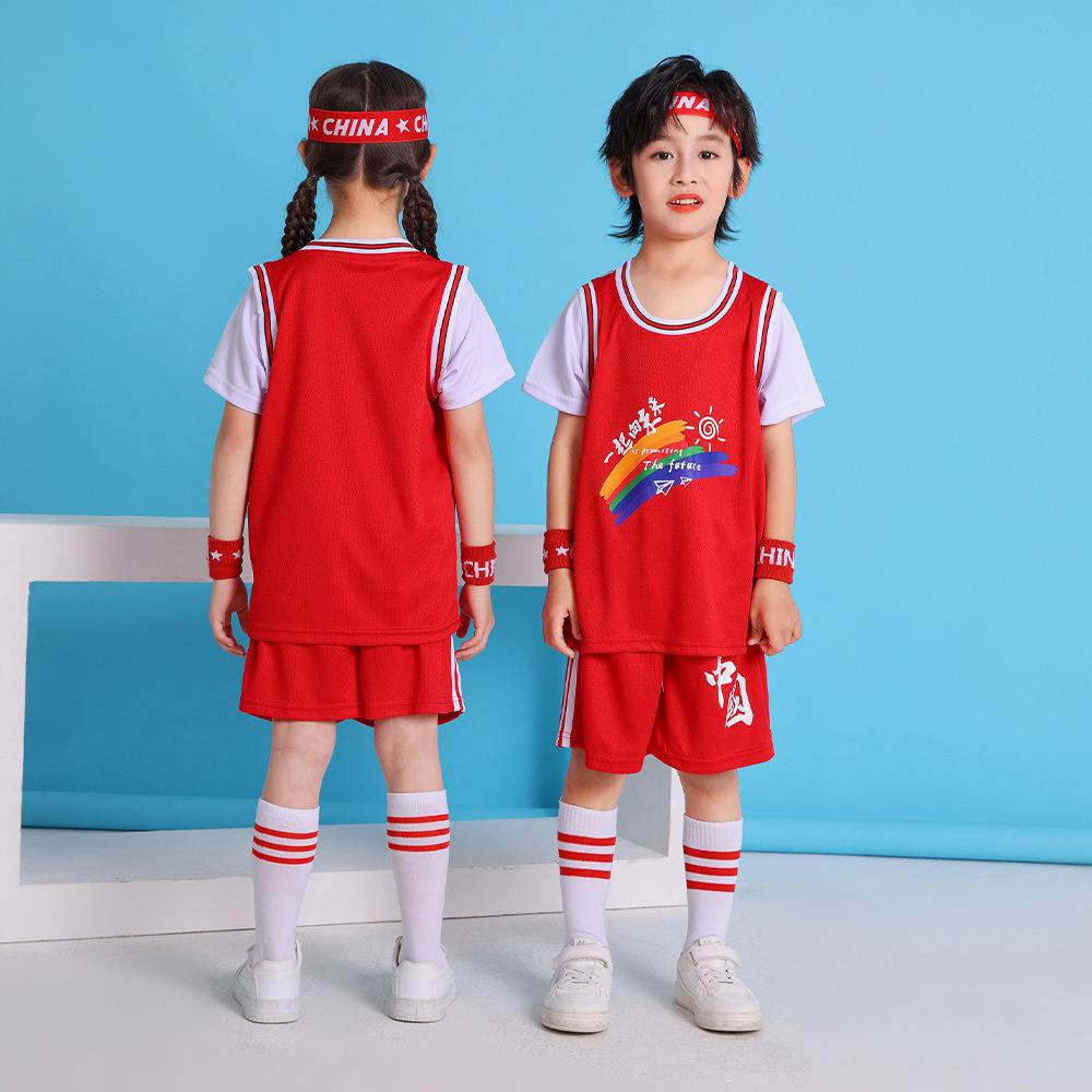 Summer new children's basketball clothes set boys and girls breathable training clothes kindergarten performance clothes spot wholesale