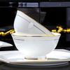Jingdezhen Nordic Gold-Rimmed Ceramic Rice Bowls, Set of 5