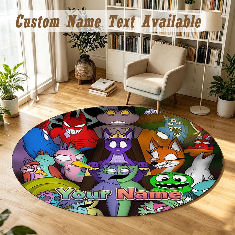 Round Rug Custom NameGarten of Banban Pattern Non Slip Carpet Home Floor Decor