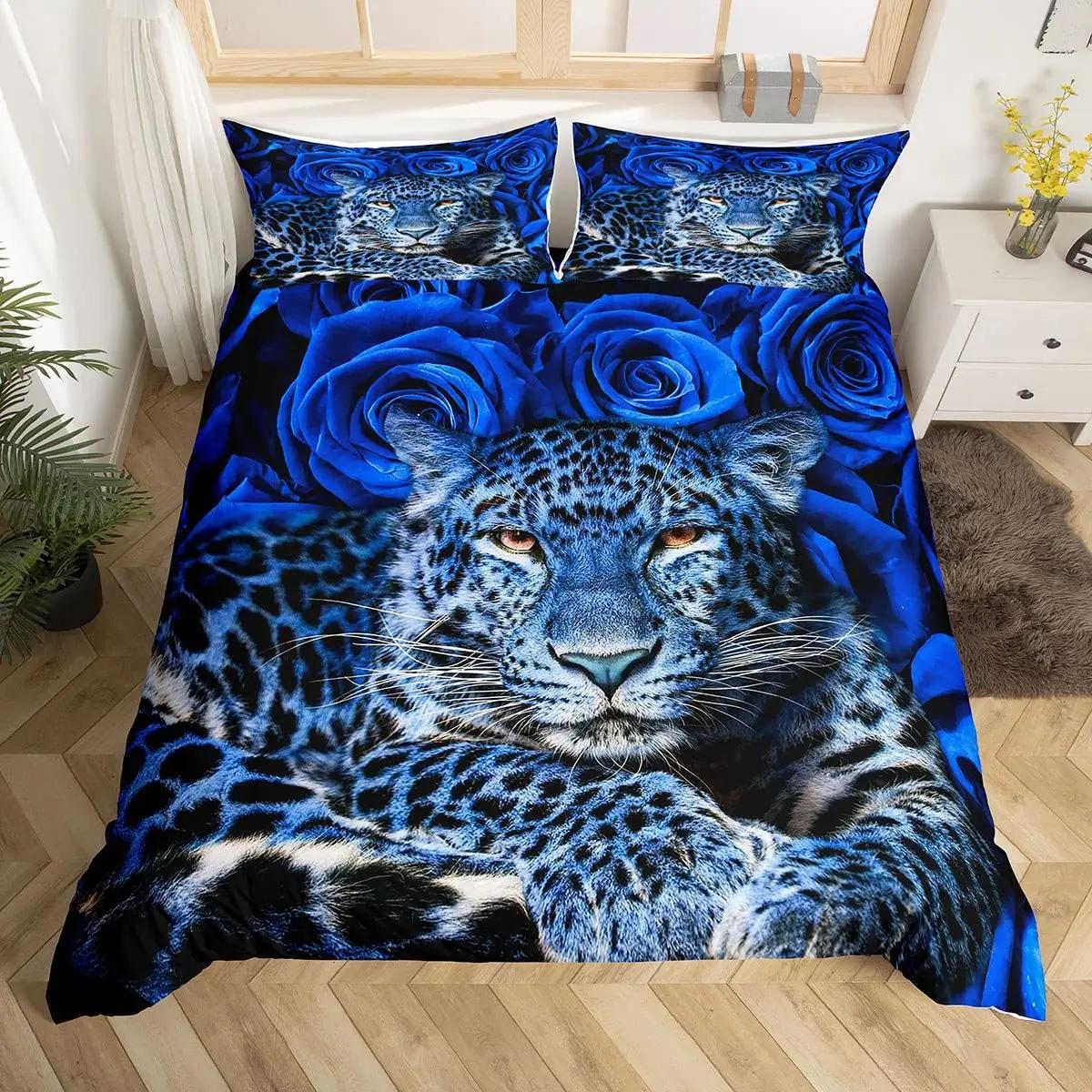 

Wild Cheetah King Queen Duvet Cover Cute Little Leopard Bedding Set Animal Skin Pattern Quilt Cover Polyester Comforter Cover EU Single(135*200cm)3pcs