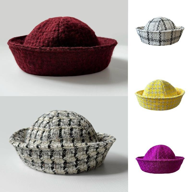 Autumn Burgundy Berets Sailor Hat Japanese Versatile Naval Style Hat Women'S Winter Fashion Party Warm Bucket Hat Nurse'S Cap