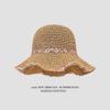 New Mint Mambo Flower Woven Bucket Hat Women's New Seaside Big Brim Straw Hat Sunscreen Hat
