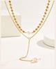 Pearl Y Necklace, 18K Gold Plated Stainless Steel, Waterproof Tarnish Free Lariat Choker Layering Jewelry Gift for Her