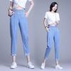 Women's Black Micro-Flare High-Waisted Elastic Pants, Slim Fit, Plus Size, Casual Spring/Autumn 2025.