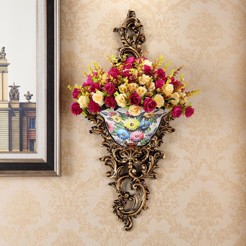 European Wall-Mounted Vase: Creative Resin Ornament for Retro Home Decor