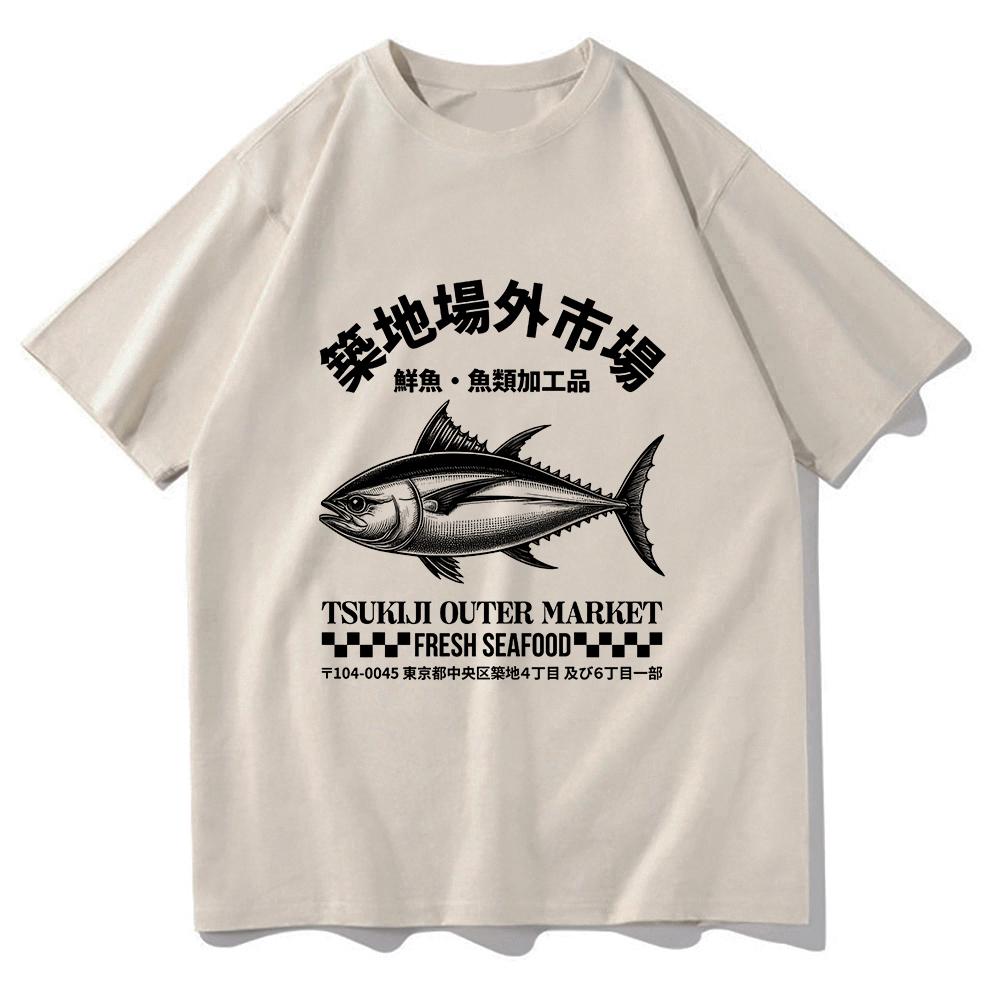 Japanese Fish Tsukiji Market Funny Meme Tshirt Unisexunisex Clothing Harajuku Clothes Summer Tops Unisex Cotton Graphic T Shirts