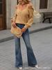 Women's Off-Shoulder Camisole Sweater with 3D Crochet Deep V Cable Knit Design