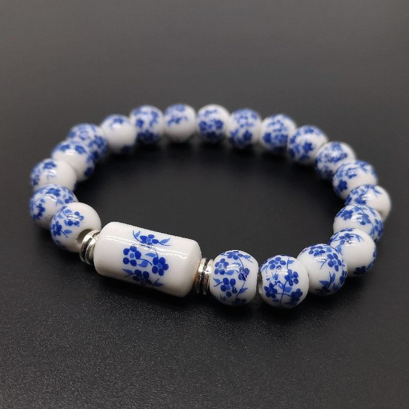 

Ceramic Beaded Bracelet Ethnic Style Porcelain Beads Handmade Adjustable String Wristband Traditional Scenic Souvenir Jewelry One Size чорний