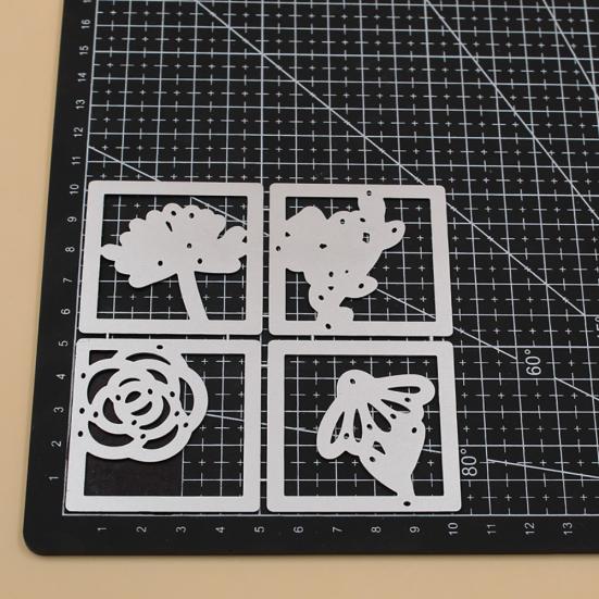 Čtverce Květinové Kovové Řezací Šablony pro DIY Scrapbooking Fotoalbum Papírová Karta
