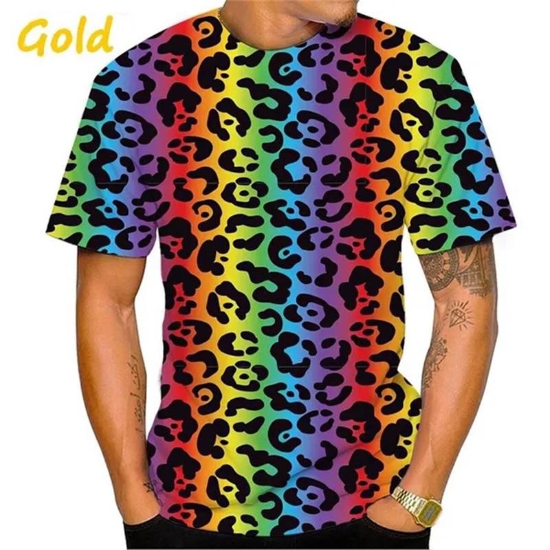 

Модні футболки з 3D-принтом леопардового візерунка, з круглим вирізом, з коротким рукавом, великих розмірів, вуличний одяг, чоловічі футболки 5XL