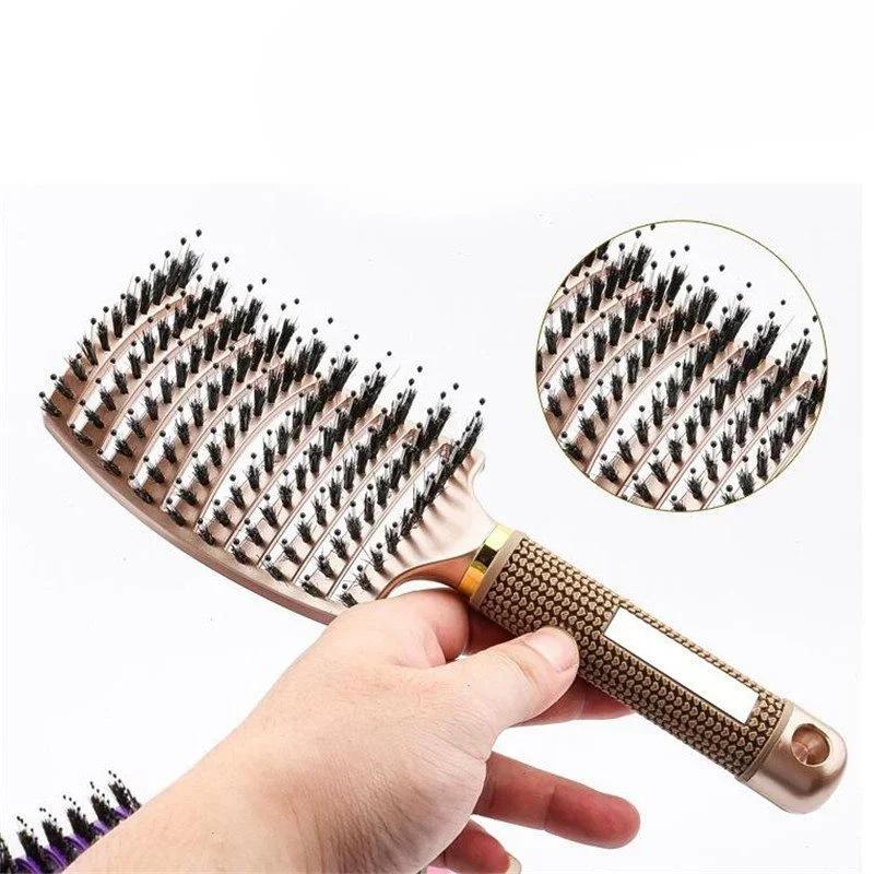 Bristle Nylon Massage Brush Wet Curly Straight Comb Professional Straight Curly Hair Styling Brush for Salon Home Use
