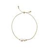 DIEYURO 316L Stainless Steel Golden Elegant Faux Pearl Accents Chic Pullable Bracelet Lady Classic Non-fading Hand Chain Jewelry