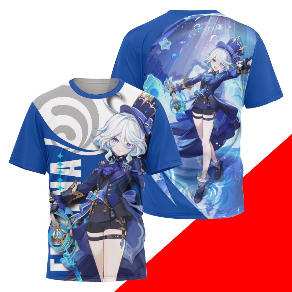 Spiel Genshin Impact Alle Rollen Cosplay T-Shirt 3D Raiden Shogun Druck Anime T-Shirts Sommer Herren Damen Harajuku Lässig Street Y2k Oberteile