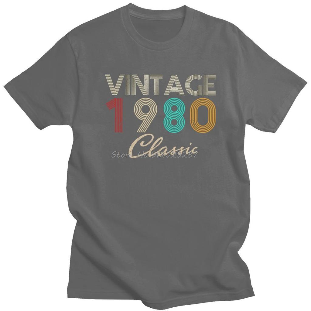 Vintage 1980 Klassisches Geburtstagsgeschenk T-Shirts Retro Altes T-Shirt Rundhals Baumwolle T-Shirt Streetwear Oversize Herrenbekleidung