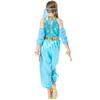 Halloween Green Arabic Girl Costume Children Belly Dance Indian Dance with Veil Princess Dress Full Set