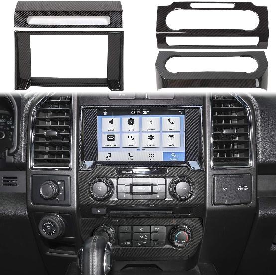 

Voodonala for F150 ABS Carbon Fiber Navigation Air Conditioning Volume Panel Emergency Light Cover Kit Trim for 2015-2020 Ford F150 Interior