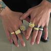 Hip-hop Punk Rings 6Pcs/Set Men Rings Retro Geometric Open Rings Couple Jewelry