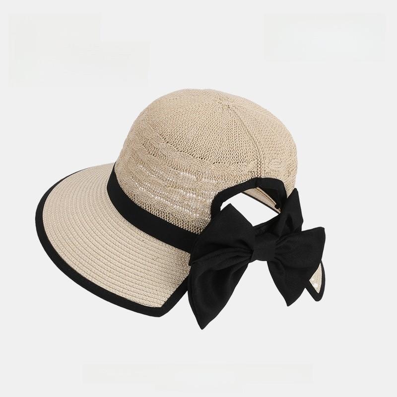 Summer Sun Hat For Women With Large Brim And Bow Tie For Outdoor Sun Protection