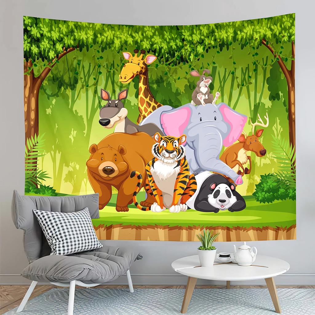 Cartoon Farm Animals Tapestry Cute Cow Turkey Tapestry Gifts for Kids Girls Boys Bedroom Dorm Wall Hanging Decor Tapestries