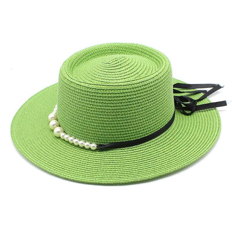 Straw Hat Women'S Summer Concave Top Top Hat Seaside Vacation Pearl Beach Hat Internet Celebrity Straw Hat Sun Hat