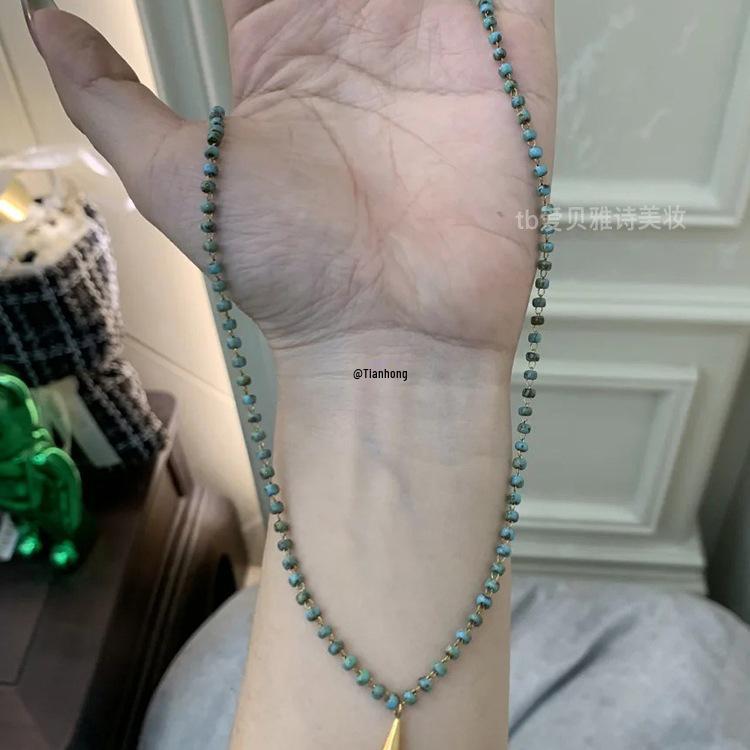 Elegantní zelený korálkový přívěsek náhrdelník pro ženy - 2025 Stylový lehký luxus