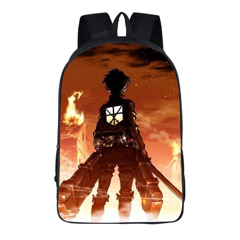 Stylish Anime Attack On Titan Zipper Backpack With Large Capacity For Students And Fans