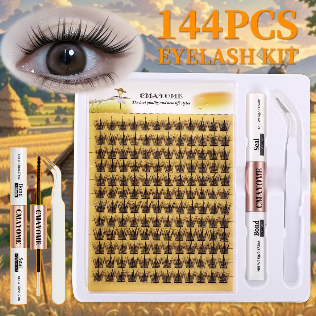 Profesjonalny Zestaw Segmentowych Rzęs DIY - Skręt C, 8-13mm, 3 Style (Naturalny, Miękki). Zawiera pincetę, Lash Seal&Bond przyjazny dla początkujących