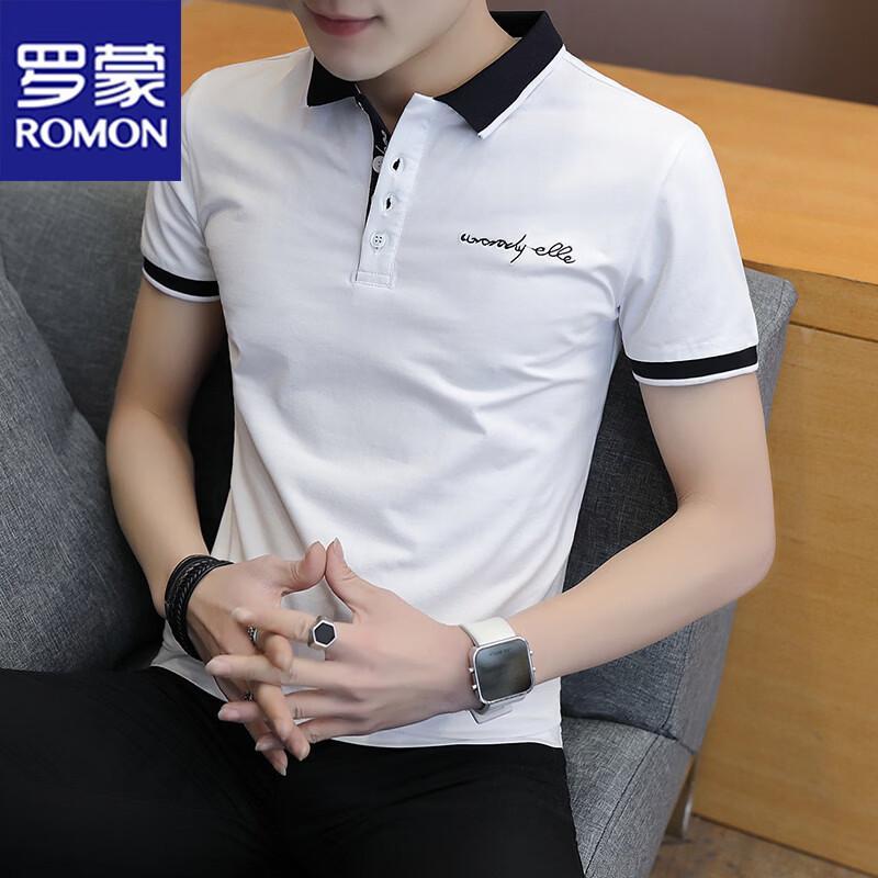 

ROMON Men s Summer Business Casual Polo Shirt L
