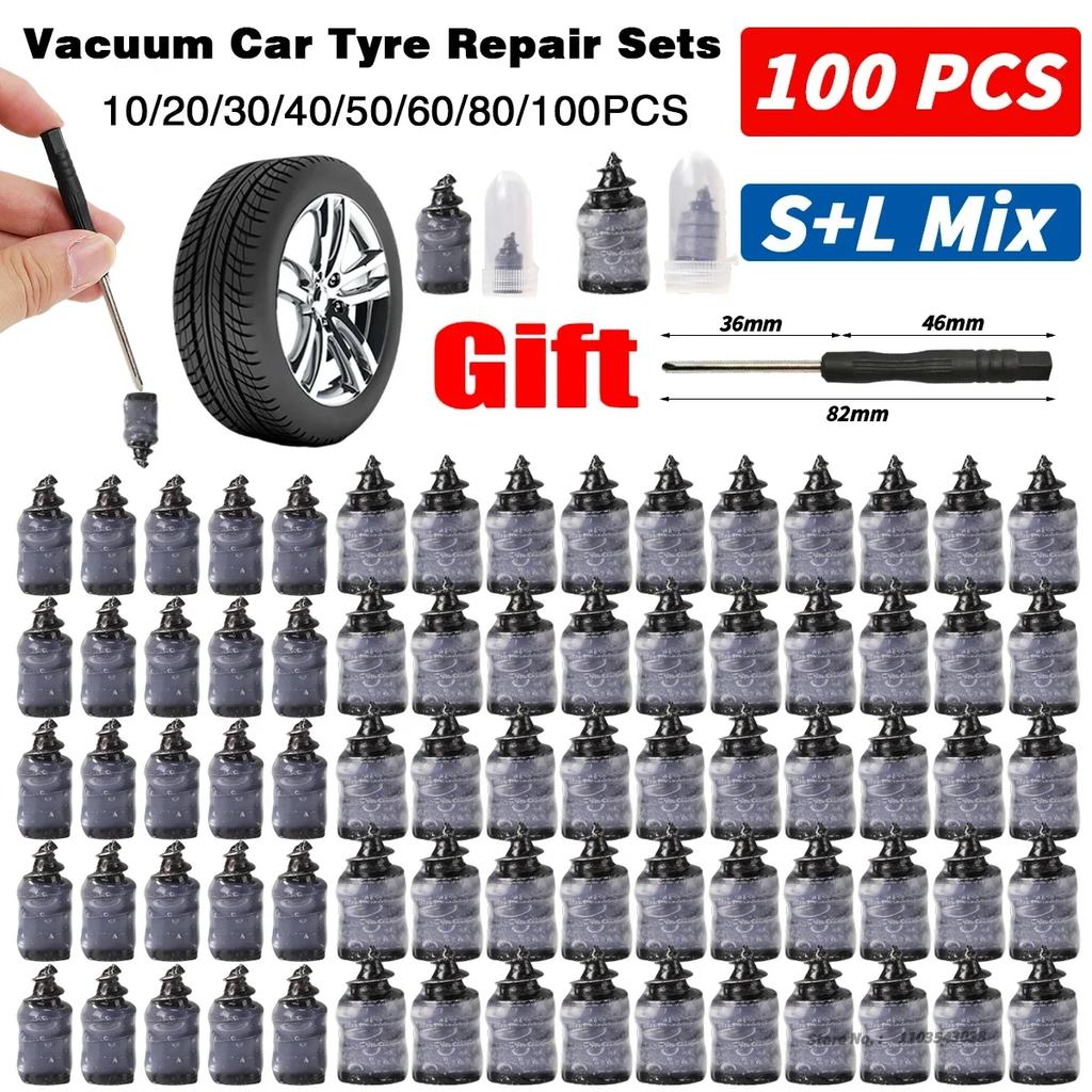 10-100pcs Vacuum Tyre Repair Nail Tire Puncture Screws Motorcycle Fitting Tubeless Wheel Repairs Punctures Kit Patches for Car