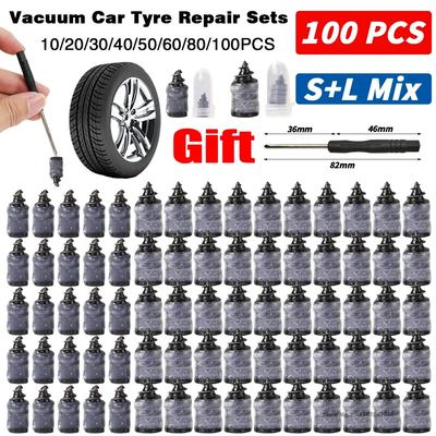 10-100pcs Vacuum Tyre Repair Nail Tire Puncture Screws Motorcycle Fitting Tubeless Wheel Repairs Punctures Kit Patches for Car