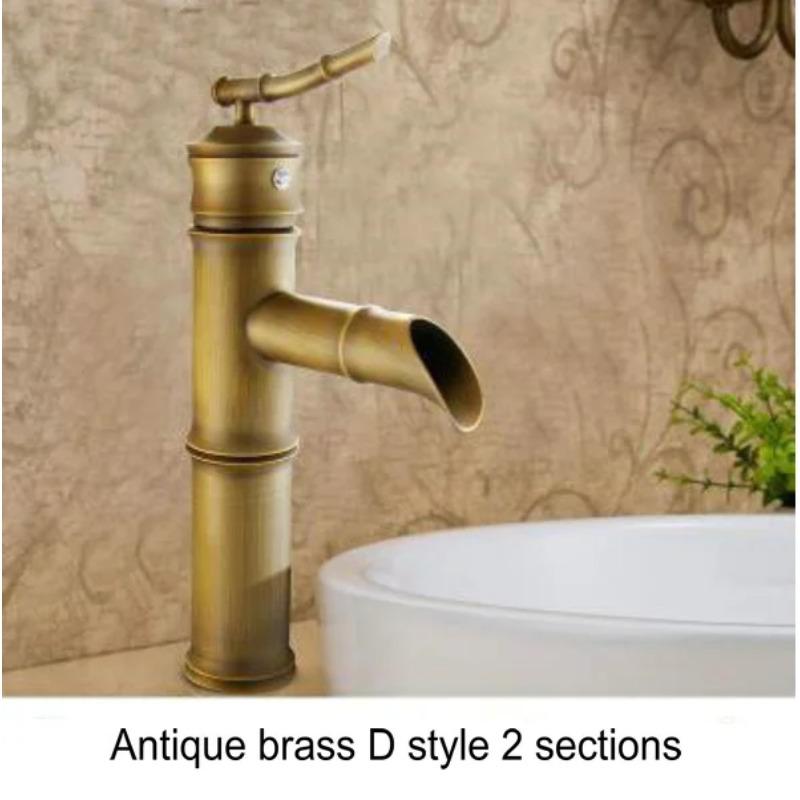 Antique Brass Bronze Black Finish Bathroom Basin Hot&Cold Mixer Tap High Quality Waterfall Faucet