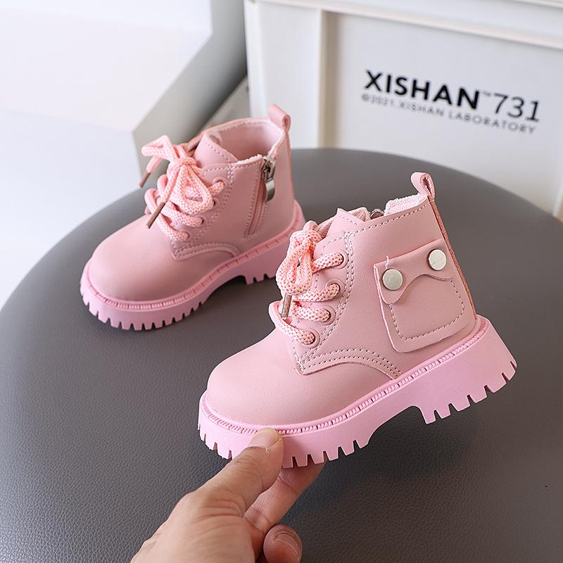 Autumn Winter Girl's Ankle Boot New Solid Color Versatile Children Fashion Boots Non-slip Thick Bottom Kids Causal Short Boots