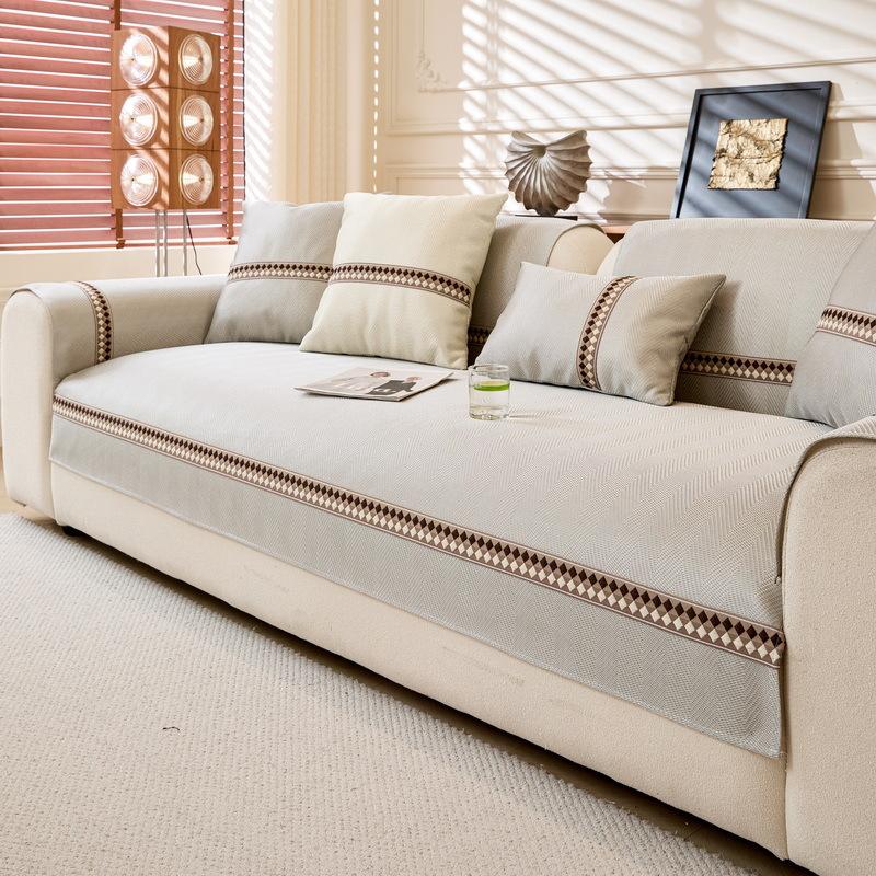 Ice Silk Sofa Cushion, Summer Sofa Mat, Non-Slip Seat Cushion  New Light Luxury High-End Cover Cloth