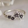 Vintage Silver Rings Five Petal Flower Temperament Simple Retro Party Girlfriend Gift Christmas Gifts