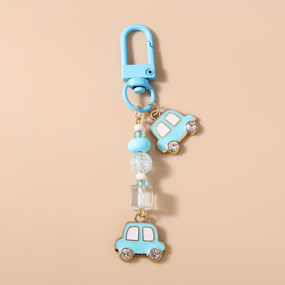 

Cute Enamel Car keychain Women Girls Beaded Key Ring Pendants for Handbag Decor DIY Key Chain Kid s Jewelry Gifts