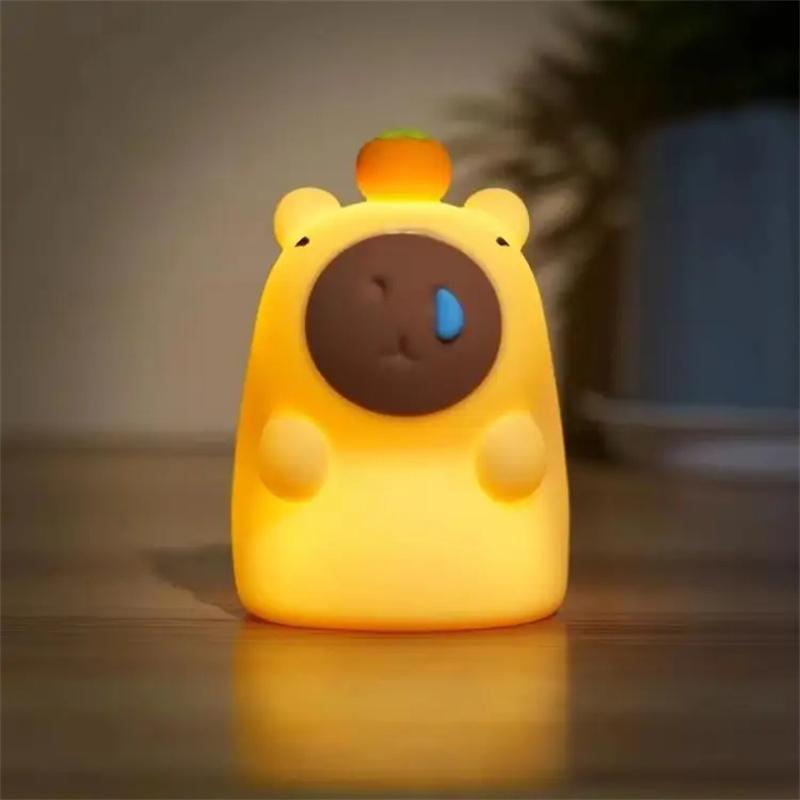 1-4PCS Kapybara Pat Night Light Cute Soft Silicone Lamp Rechargeable Bedroom Bedside Decorative Light for Kids Christmas Gift