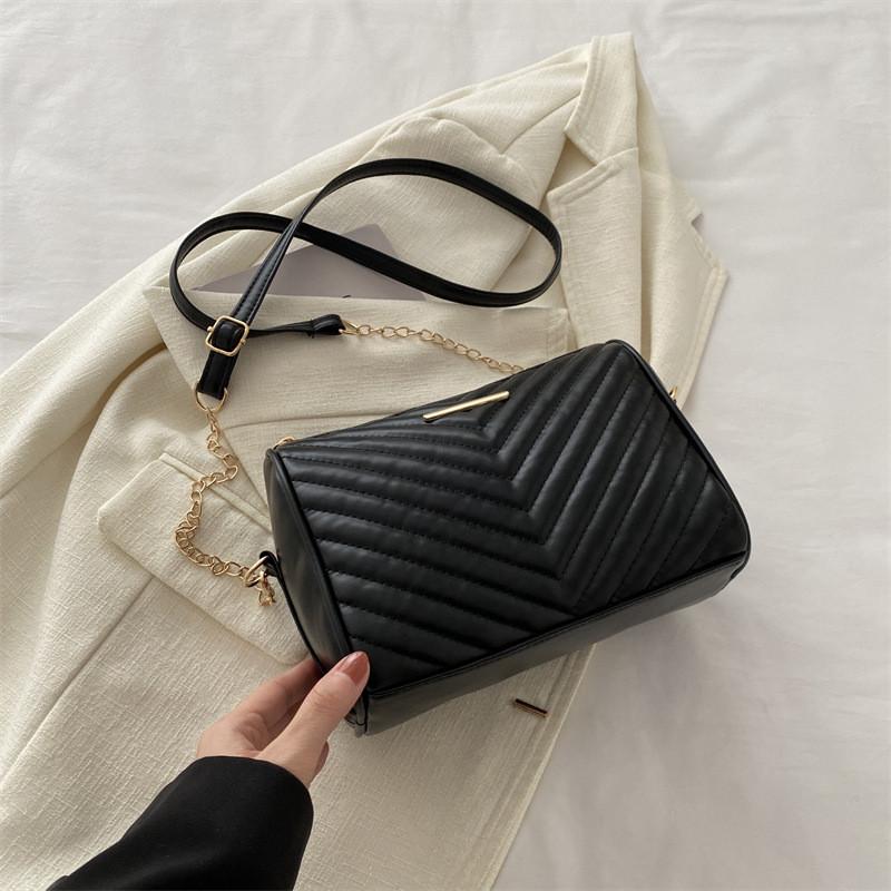 Stylish Casual Solid Color Small Square Shoulder Bag For Trendsetting Women In Black White Khaki And Rose Pink чёрный