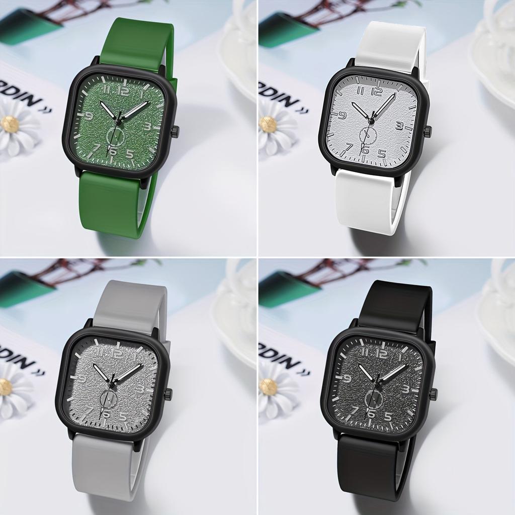 Square Watch Women's Silicone Tape Digital Disc Quartz Watch Men's and Women's College Style Student Watch