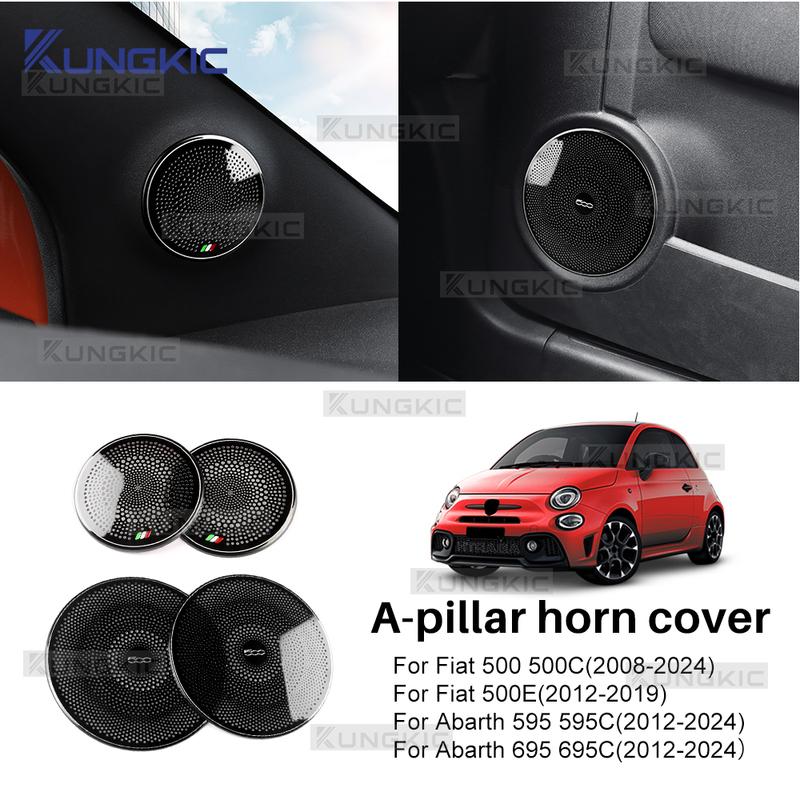 For Abarth 595 595C 695 695C 2012-2024 Fiat 500 500C 2008-24 500E 12- Car Stainless Steel A-Pillar Door Horn Audio Speaker