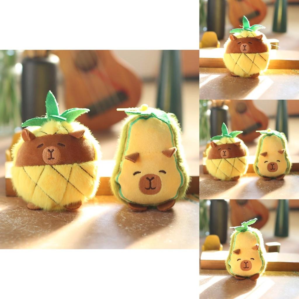 Plush Pineapple Capybara Keychain With Soft Short Pile For Bag Decor And Collectors