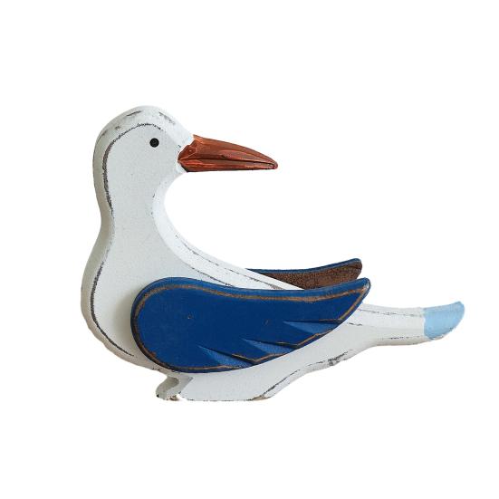 Wood Bird Statue Nautical Ocean Standing Sea Seagull Figurine Coastal Bird Statue A
