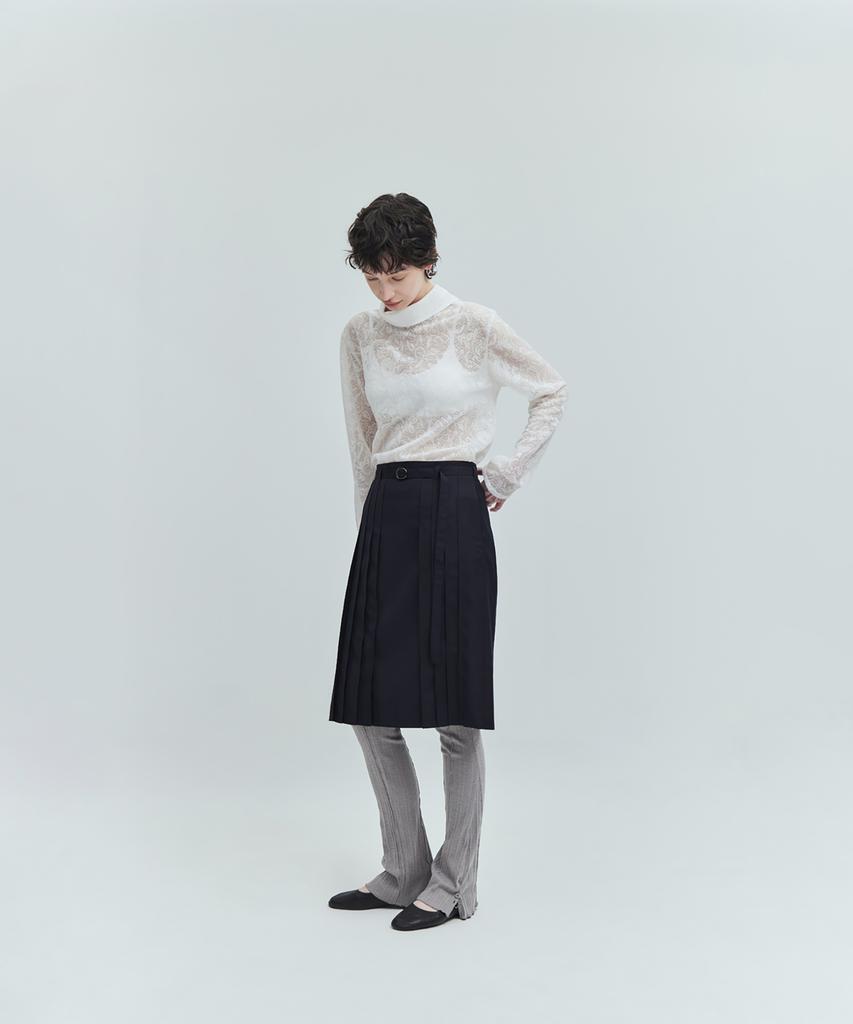 YOUTH Pleats Midi Skirt - Navy