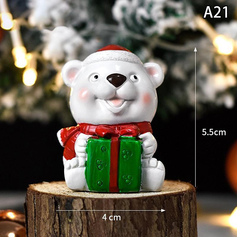 Christmas Series Craft Resin Animal Party Creative Mini Christma Tree Old Girl Kids Cute Gift Home Decoration Supplies Decor