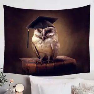 Graduation Owl Tapestry 75x100 чёрный