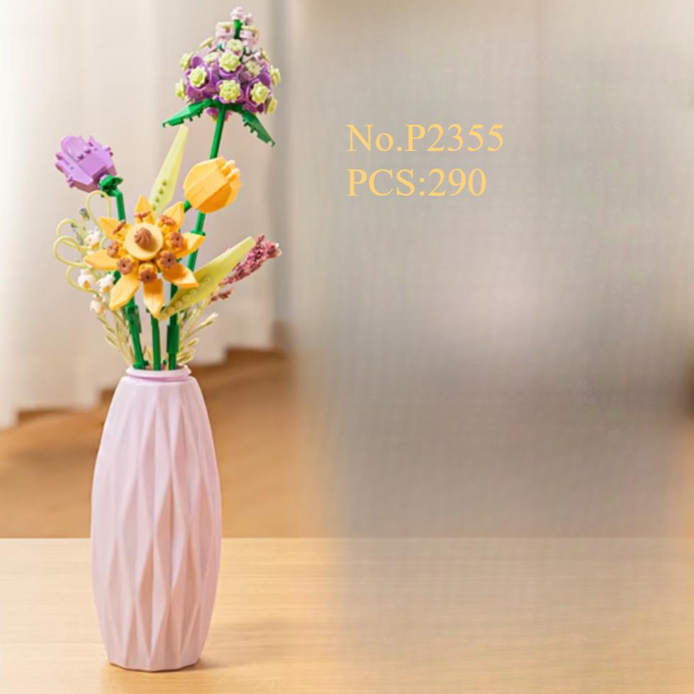Vase Bouquet Building Blocks Flower Holiday Decoration Children Girls Matching Gift Toys