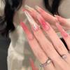 Spring sweet and pure handmade wearing nail temperament medium and long white high-end cat eye manicure fake nail patch
